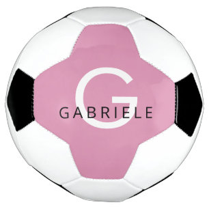 Balón De Fútbol Nombre y letra de monograma de Giro rosa