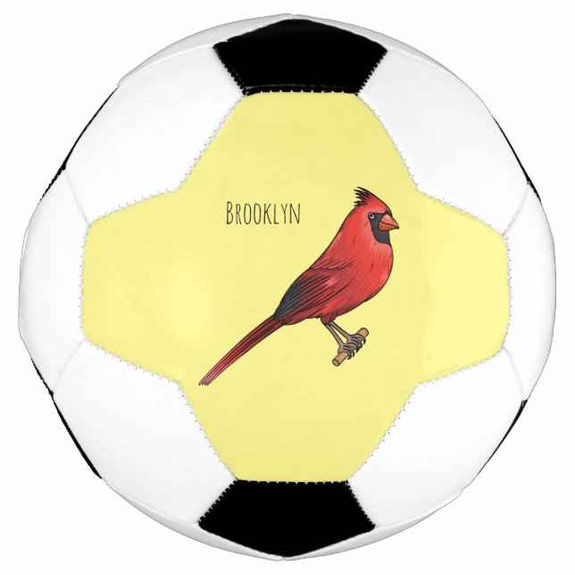 Balón De Fútbol Northern cardinal bird cartoon illustration  (Anverso)