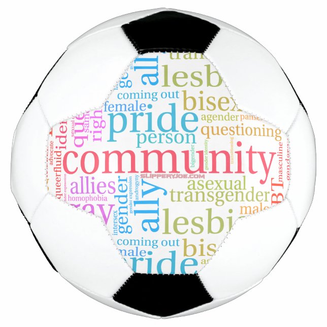 Balón De Fútbol Nube de palabras de la comunidad LGBTQ+ de Slipper (Anverso)