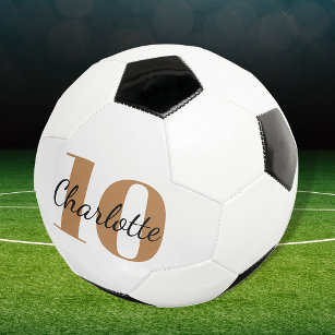 Balón De Fútbol Número de iniciales en monograma de oro negro blan