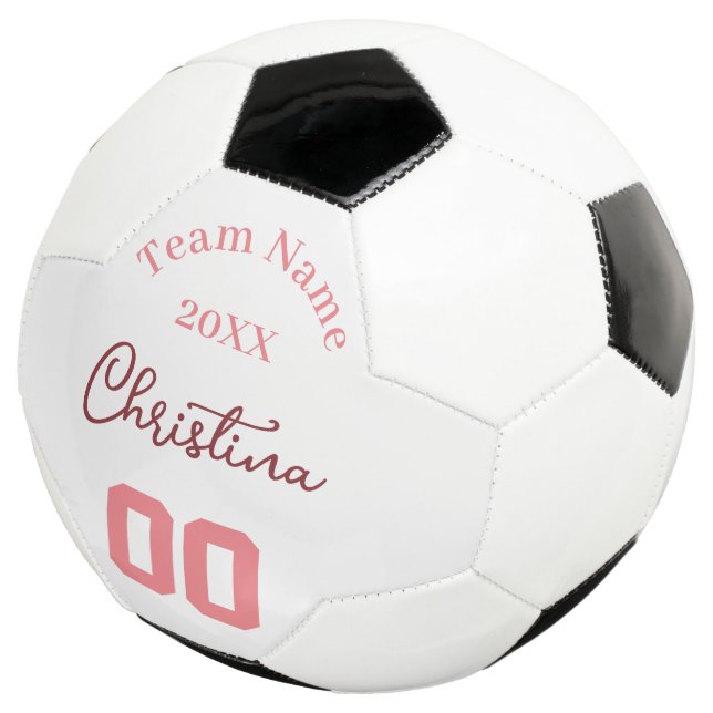 Balón De Fútbol Número de nombre de Chica rosa año de equipo (Tres cuartos)