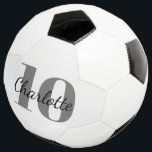 Balón De Fútbol Número de nombre de las iniciales del monograma bl<br><div class="desc">Un elegante fondo blanco y un texto de color negro. Personaliza y agrega tu nombre y número de jugador. Las iniciales de su monograma como patrón de fondo.</div>