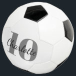 Balón De Fútbol Número de nombre de las iniciales del monograma bl<br><div class="desc">Un elegante fondo blanco y un texto de color negro. Personaliza y agrega tu nombre y número de jugador. Las iniciales de su monograma como patrón de fondo.</div>