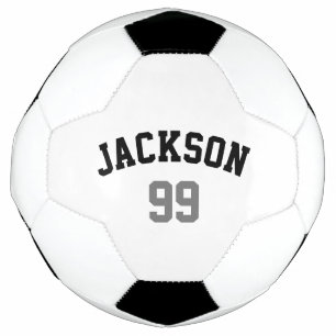 Balón De Fútbol Número de nombre personalizado Gris negro mínimo