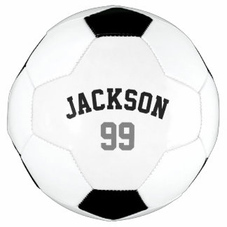 Balón De Fútbol Número de nombre personalizado Gris negro mínimo