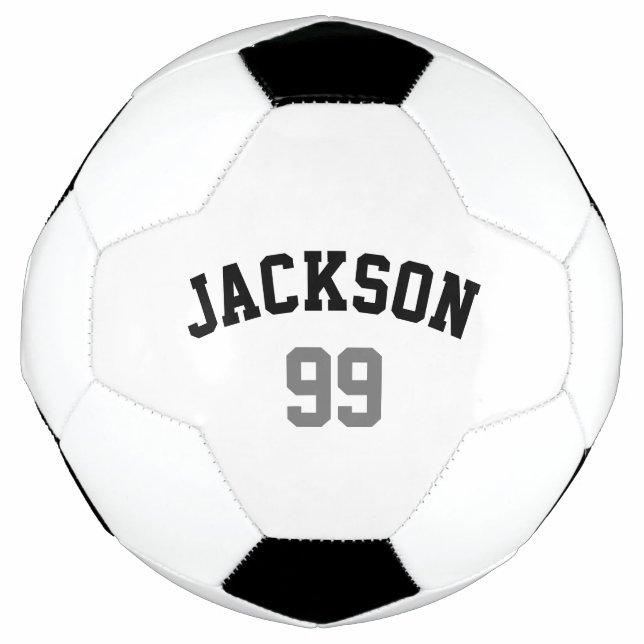 Balón De Fútbol Número de nombre personalizado Gris negro mínimo (Anverso)