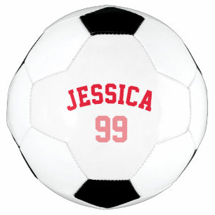 Balón De Fútbol Número de nombre rosado rojo Giro Minimalista