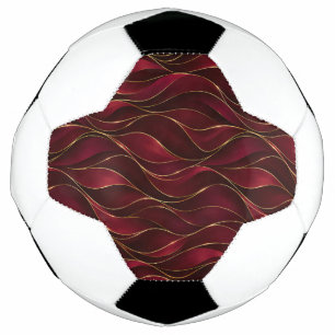Balón De Fútbol Olas de mármol rojo burgundy elegante con acento d