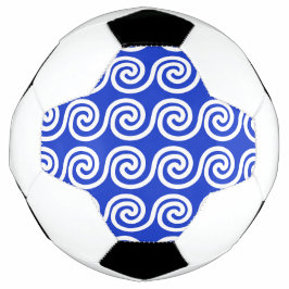 Balón De Fútbol Olas de patrón de llave Meandro griego Azul