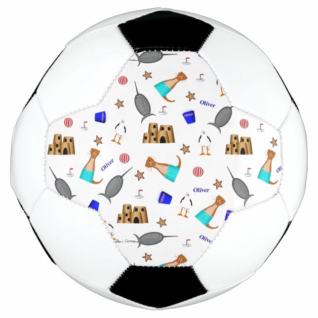 Balón De Fútbol Oliver El Patrón De Vacaciones En Playa De Verano  (Anverso)