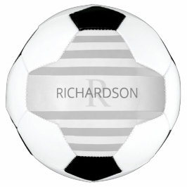 Balón De Fútbol Ombre de rayas plateado contemporáneo y gris