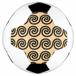 Balón De Fútbol Onda de Llave de Meandro Griego Patrón Marrón