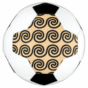 Balón De Fútbol Onda de Llave de Meandro Griego Patrón Marrón