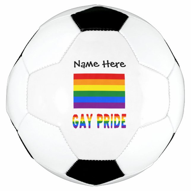 Balón De Fútbol Orgullo gay y bandera arcoiris con tu nombre fútbo (Anverso)