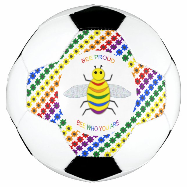 Balón De Fútbol Orgulloso arcoíris y flores de la comunidad LGBT (Anverso)