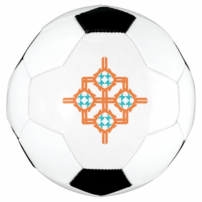 Balón De Fútbol ornamento azul naranja (Anverso)