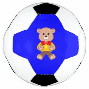 Balón De Fútbol Oso de peluche dulce en bolo de fútbol azul