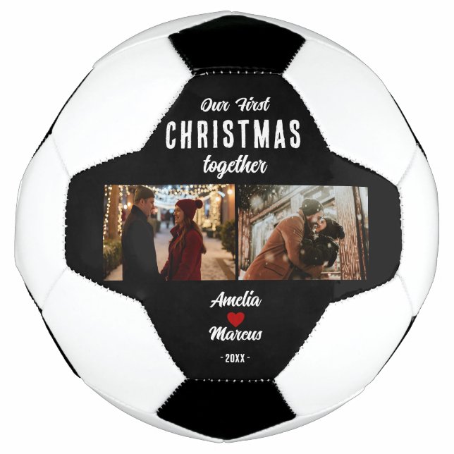 Balón De Fútbol Our First Christmas Together 2 Photos  (Anverso)