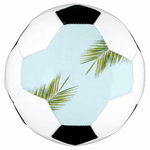 Balón De Fútbol Palma Tropical Verde en Azul Claro