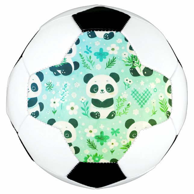 Balón De Fútbol Panda Patrón de oso Impresión verde (Anverso)