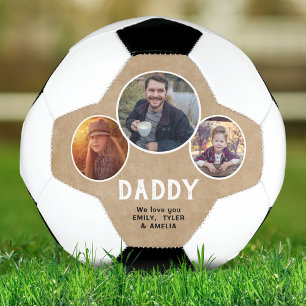 Balón De Fútbol Papá rústico te amamos 3 Fotos Día del Padre