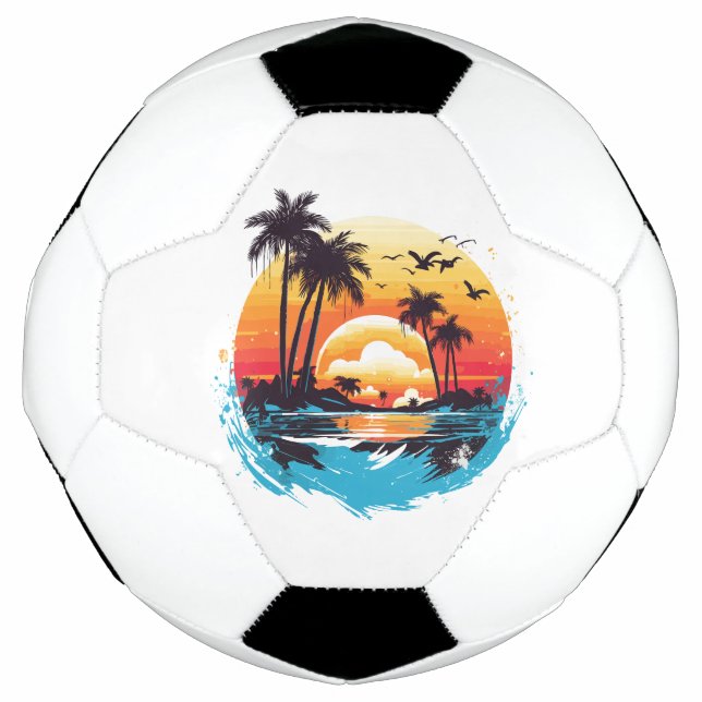 Balón De Fútbol Paraíso tropical del atardecer (Anverso)