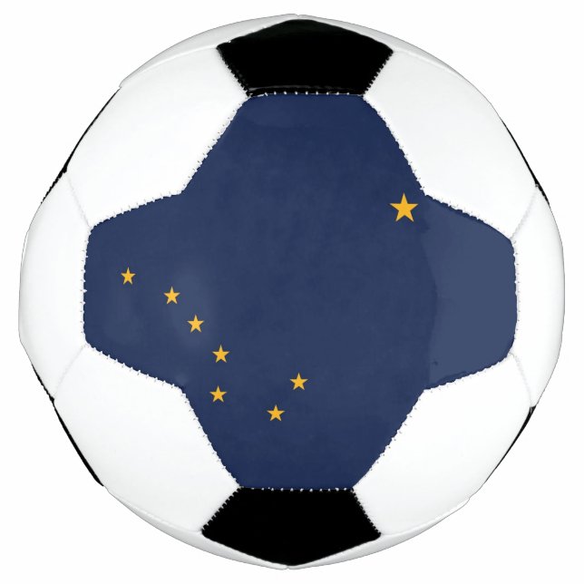 Balón de fútbol patriótico con bandera de Alaska,  (Anverso)