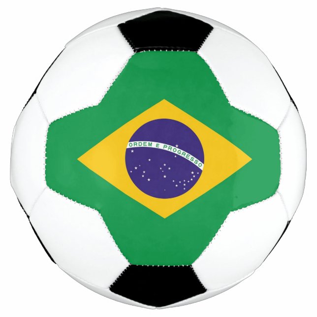 Balón de fútbol patriótico con bandera de Brasil (Anverso)