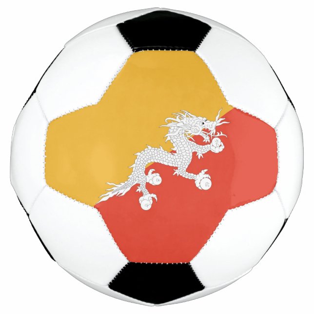 Balón de fútbol patriótico con bandera de Bután (Anverso)