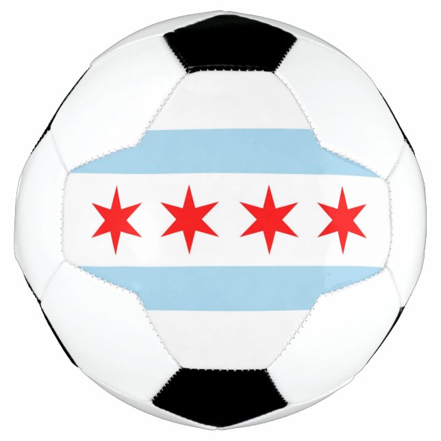 Balón de fútbol patriótico con bandera de Chicago, (Anverso)