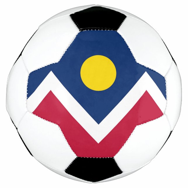 Balón de fútbol patriótico con bandera de Denver,  (Anverso)