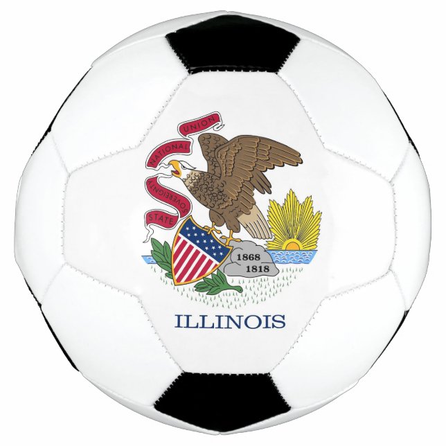 Balón de fútbol patriótico con bandera de Illinois (Anverso)