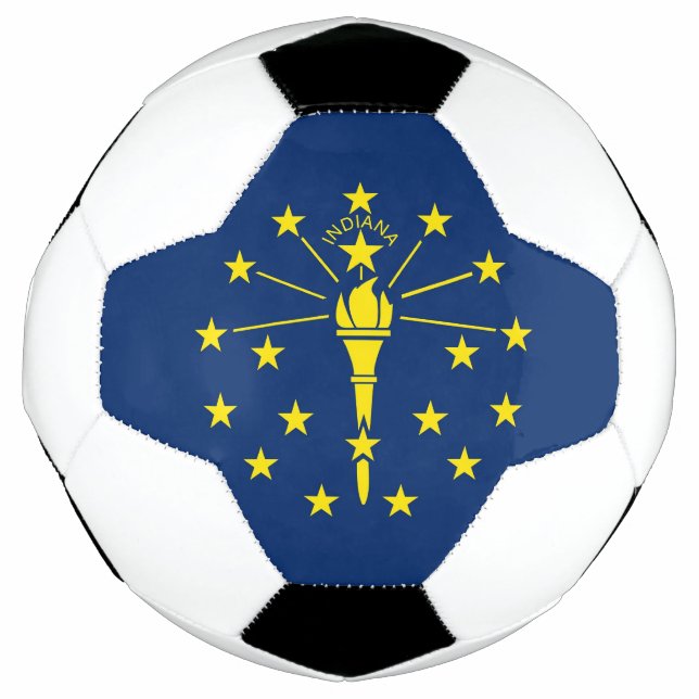 Balón de fútbol patriótico con bandera de Indiana, (Anverso)