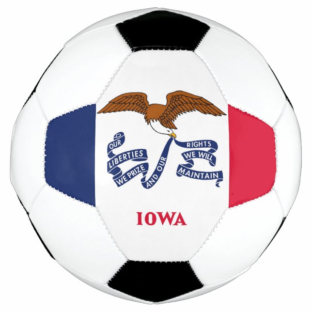 Balón de fútbol patriótico con bandera de Iowa, Es (Anverso)