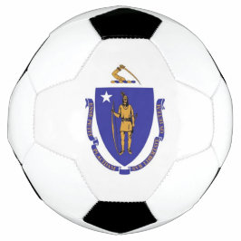 Balón de fútbol patriótico con bandera de Massachu