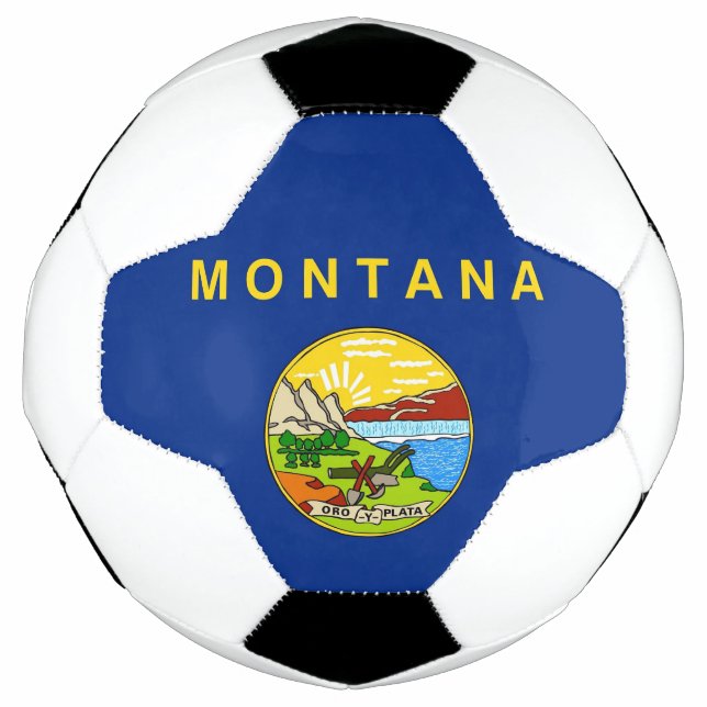 Balón de fútbol patriótico con bandera de Montana (Anverso)