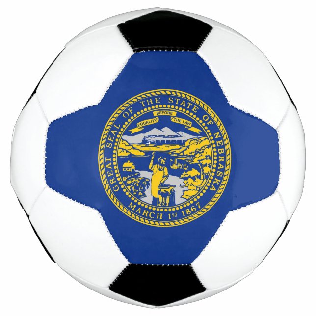 Balón de fútbol patriótico con bandera de Nebraska (Anverso)