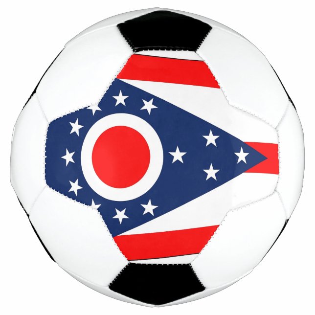 Balón de fútbol patriótico con bandera de Ohio, Es (Anverso)