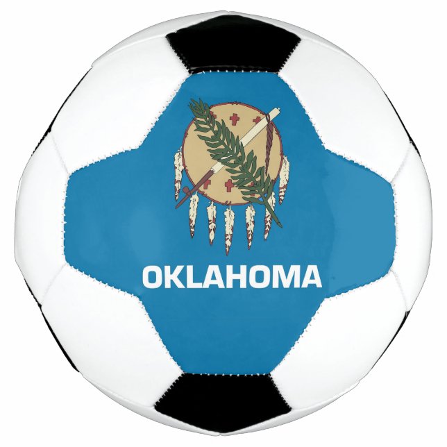Balón de fútbol patriótico con bandera de Oklahoma (Anverso)