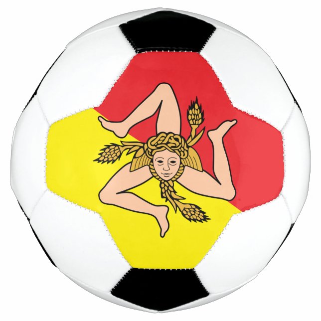 Balón de fútbol patriótico con bandera de Sicilia, (Anverso)