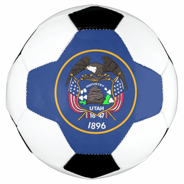 Balón de fútbol patriótico con bandera de Utah (Anverso)