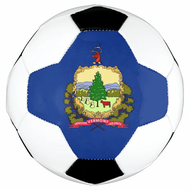 Balón de fútbol patriótico con bandera de Vermont (Anverso)