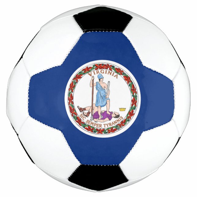 Balón de fútbol patriótico con bandera de Virginia (Anverso)