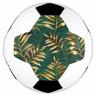 Balón De Fútbol Patrón continuo con helechos dorados