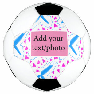 Balón De Fútbol Patrón de acuarela azul rosa agregar texto de nomb