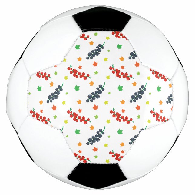 Balón De Fútbol Patrón De Bayas, Redberry, Blueberry, Fruta (Anverso)