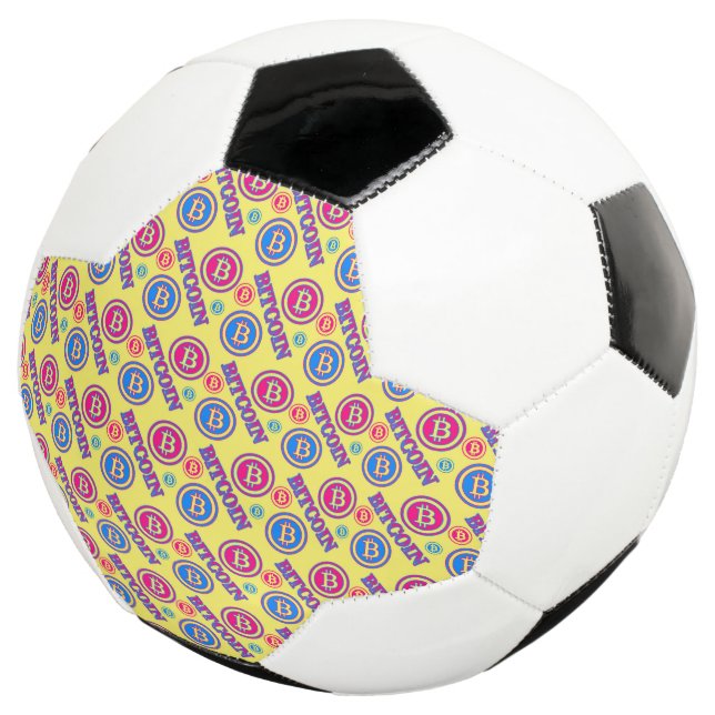 Balón De Fútbol Patrón de Bitcoin colorido (Tres cuartos)