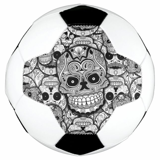 Balón De Fútbol Patrón de calaveras azucareras (Anverso)