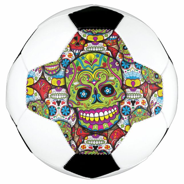 Balón De Fútbol Patrón de Calaveras de Azúcar (Anverso)