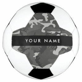 Balón De Fútbol Patrón de camuflaje gris, tu nombre, Personaliza